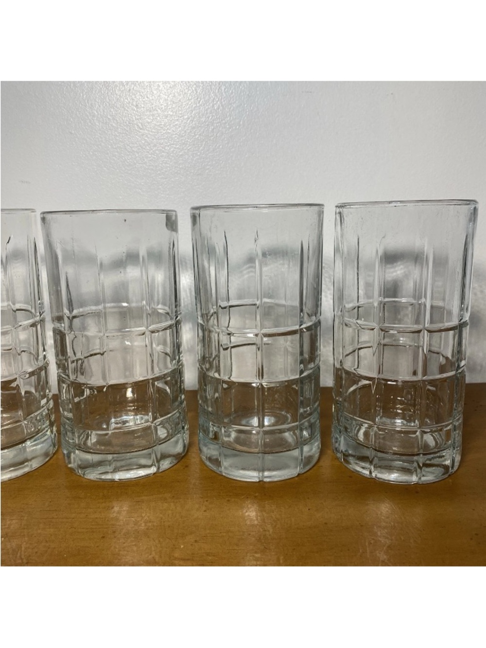 Anchor Hocking Tartan Drinking Glasses Tumblers 6" Vintage Clear Heavy, Set Of 6 - Picture 3 of 9